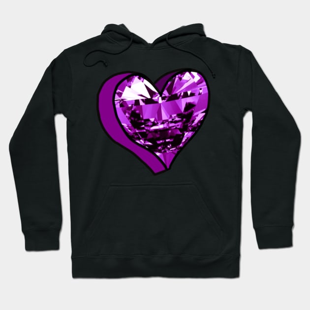 Purple Diamond Love Heart Hoodie by ROLLIE MC SCROLLIE